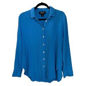 Jones New York Button-Up Blouse Blue L